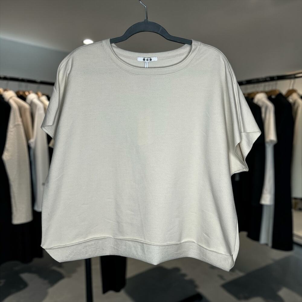☀️Boxy Cropped Dolman Sleeve Top Neutral Minimalist Oversized Small NWT